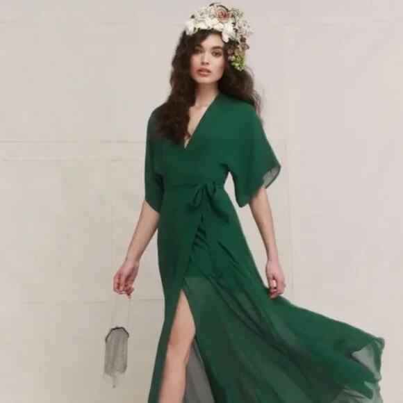 Reformation Winslow Dress Emerald Green Size XS - Picture 2 of 5